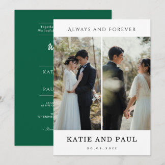 Modern Elegant 2 Photo Modern Green Boho Wedding  Einladung