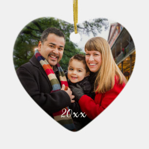 Modern Elegant 2-Sided Family Foto Christmas Keramik Ornament