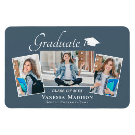 Modern | Elegant 3 Foto Grad Ankündigung Magnet
