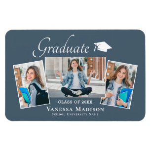 Modern Elegant 3 Foto Grad Ankündigung Magnet