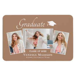 Modern | Elegant 3 Foto Grad Ankündigung Magnet