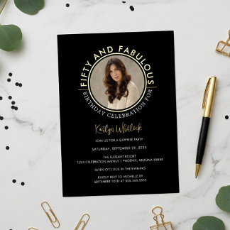 Modern Elegant 50 and Fabulous Birthday Party Folieneinladung