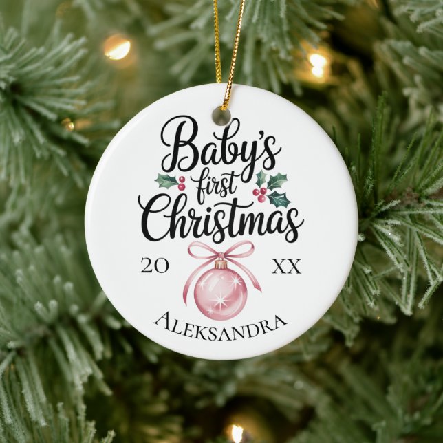 Modern Elegant Baby First Christmas Baby Gift Keramik Ornament (Baum)
