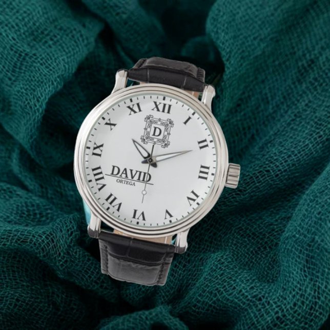 Modern Elegant Black and White Custom Name Armbanduhr (Von Creator hochgeladen)