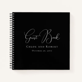Modern Elegant Black and White Wedding Guest Book Notizbuch