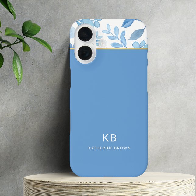 Modern Elegant Blue Floral Pattern  iPhone 16 Hülle (Von Creator hochgeladen)