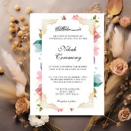 Modern Elegant Blush Pink Bloral Nikah Moslem Einladung