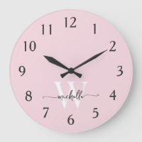 Modern Elegant Blush Pink Monogram Name Script