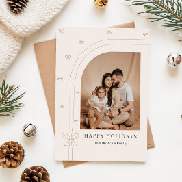 Modern Elegant Bow Family Arch Photo Christmas Feiertagskarte