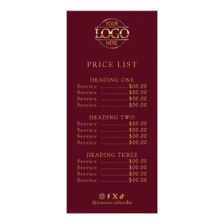 Modern Elegant Business Logo Salon Menu Price List Werbekarte