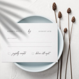 Modern Elegant Calligraphy White Wedding RSVP Karte