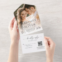Modern Elegant Classic QR Code Photo Wedding