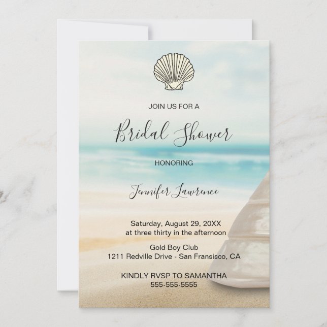 Modern Elegant Coastal Bridal Shower  Einladung (Vorderseite)