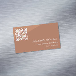 Modern Elegant Copper Tan QR Code  Magnetische Visitenkarte