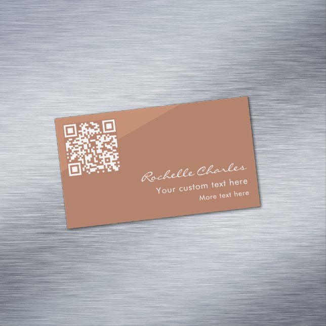 Modern Elegant Copper Tan QR Code  Magnetische Visitenkarte (Beispiel)