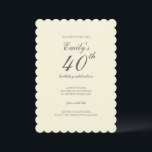 Modern Elegant Cream 40th Birthday Party Einladung<br><div class="desc">This Modern Elegant Cream 40th Birthday Party Invitation is perfect for your celebration. It features modern typography and creates a chic and stylish look—perfect for celebrating this special milestone birthday.</div>