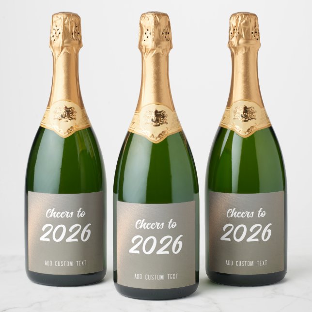 Modern Elegant Custom Brushed Metal New Years (Flaschen)