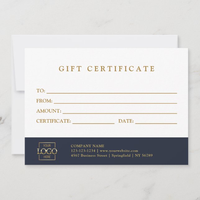 Modern Elegant Custom Business Gift Certificate (Vorderseite)