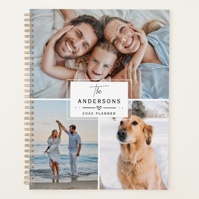 Modern Elegant Custom Family 4 Photo Collage 2026 Planer (Vorderseite)