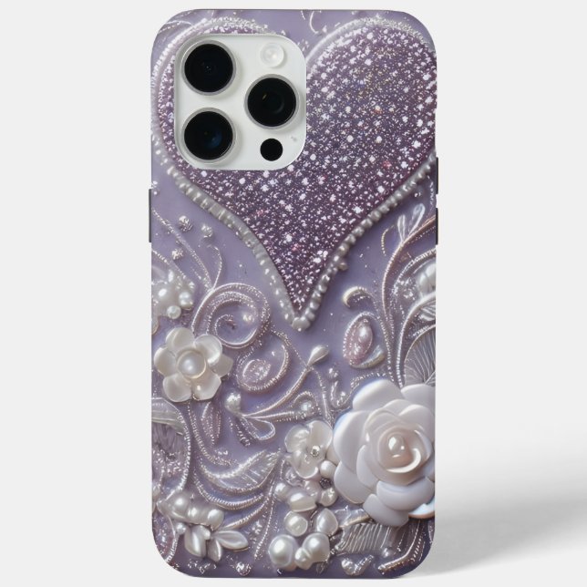 Modern elegant cute purple pearls Valentine’s Day Case-Mate iPhone Hülle (Rückseite)