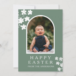 Modern Elegant Easter Family Photo Floral & Arch Feiertagskarte