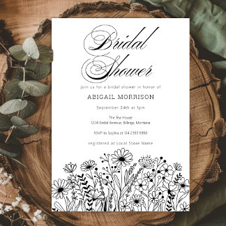 Modern Elegant Floral Boho Bridal Shower Einladung