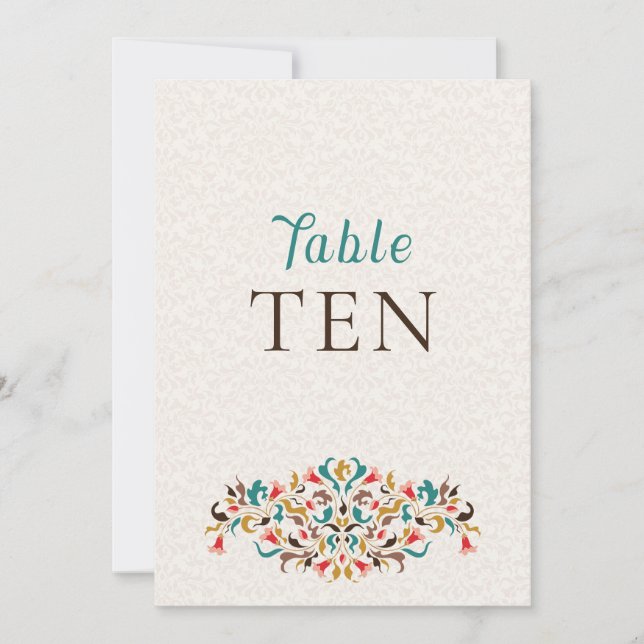 Modern Elegant Floral Wreath Wedding Table Number Einladung (Vorderseite)