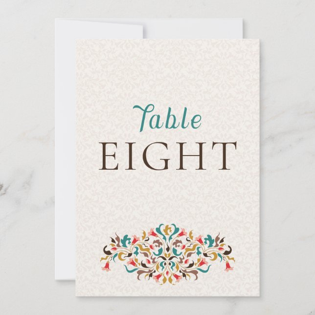 Modern Elegant Floral Wreath Wedding Table Number Einladung (Vorderseite)