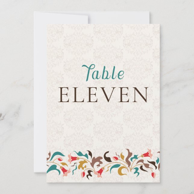 Modern Elegant Floral Wreath Wedding Table Number Einladung (Vorderseite)