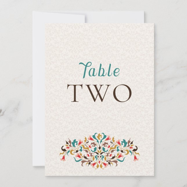 Modern Elegant Floral Wreath Wedding Table Number Einladung (Vorderseite)