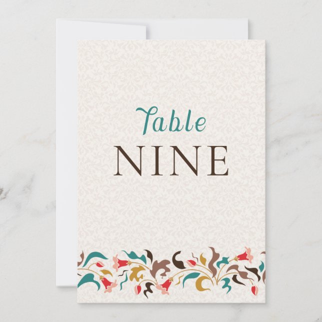 Modern Elegant Floral Wreath Wedding Table Number Einladung (Vorderseite)