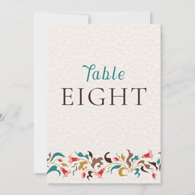 Modern Elegant Floral Wreath Wedding Table Number Einladung (Vorderseite)