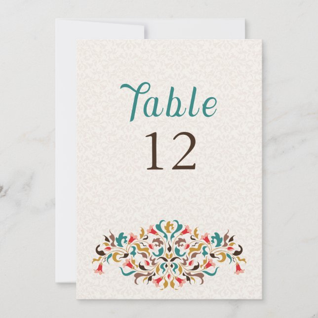 Modern Elegant Floral Wreath Wedding Table Number Einladung (Vorderseite)