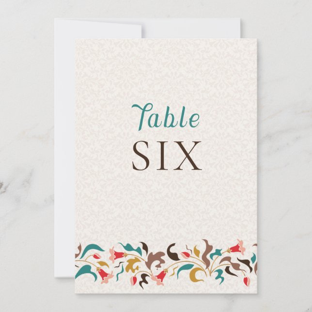 Modern Elegant Floral Wreath Wedding Table Number Einladung (Vorderseite)