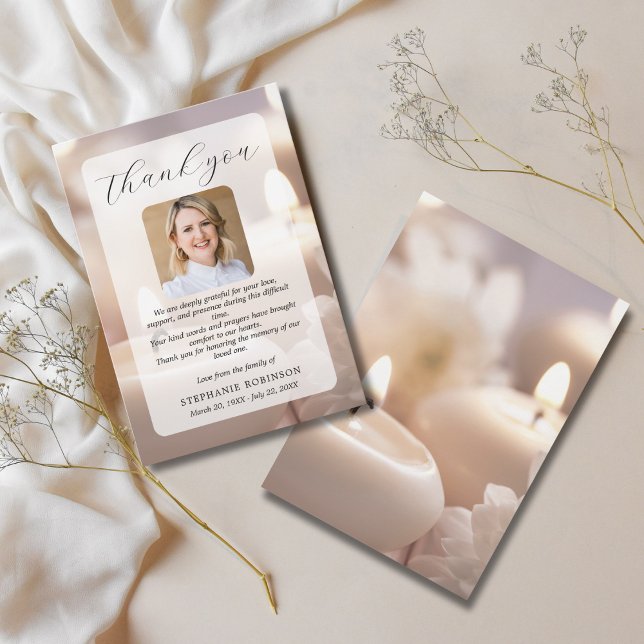 Modern Elegant Funeral Sympathy Memorial Photo Dankeskarte (Von Creator hochgeladen)