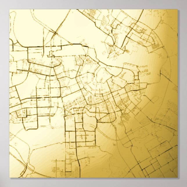 Modern Elegant Gift Map Amsterdam, Niederlande Foliendrucke (Vorderseite)