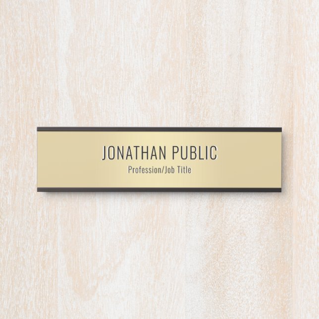 Modern Elegant Glamour Template Black And Gold Türschild (Vorderseite )