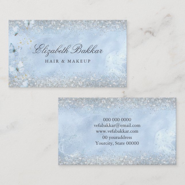 Modern Elegant Glitter Beauty Salon  Visitenkarte (Vorne/Hinten)