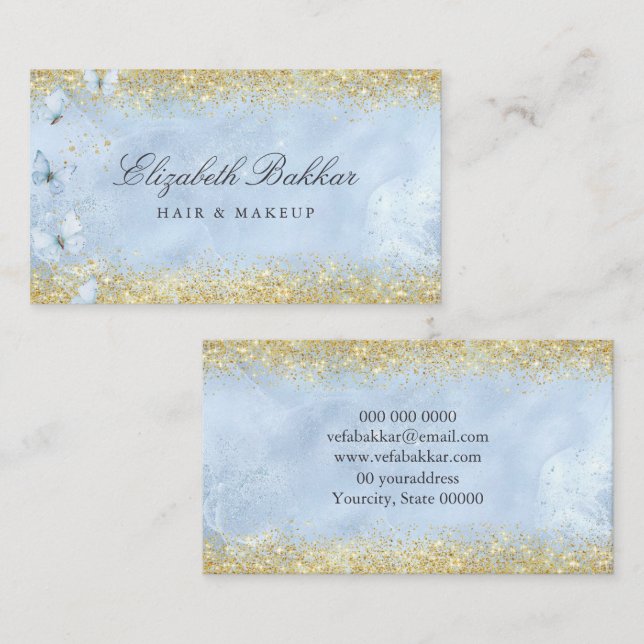 Modern Elegant Glitter Beauty Salon  Visitenkarte (Vorne/Hinten)