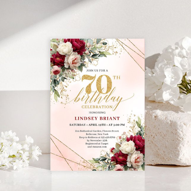 Modern Elegant Gold 70th Birthday Celebration  Einladung (Modern Elegant Gold 70th Birthday Celebration Invite)