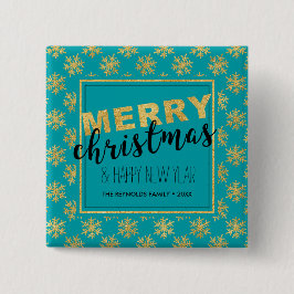 Modern Elegant Gold Blue Frohe Weihnachten - Schal Button
