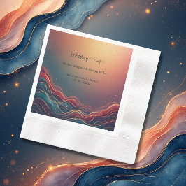 Modern Elegant Gold Marble Navy Terracotta Wedding Serviette