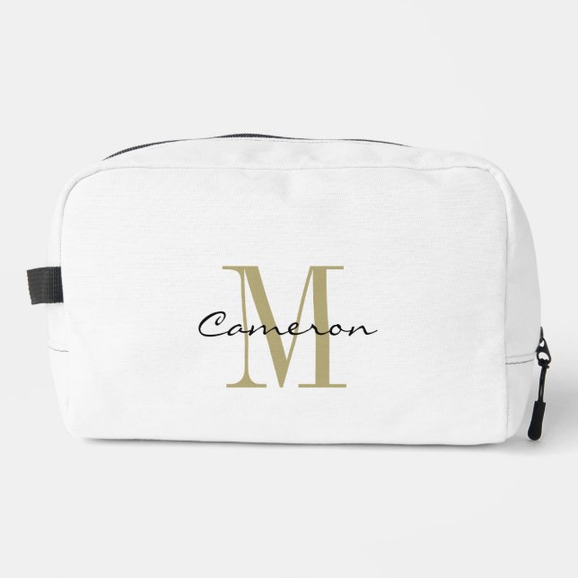 Modern Elegant Gold Monogram Personalized Waschbeutel (Vorderseite)
