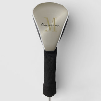 Modern Elegant Gold On Silver Personalized Gift Golf Headcover