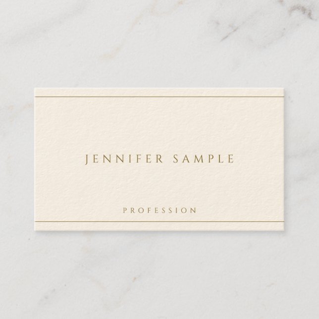 Modern Elegant Gold Text Luxury Signature Cream Visitenkarte (Vorderseite)