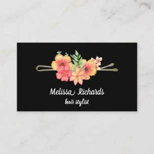 Modern Elegant Hair Stylist Professional Logo Busi Visitenkarte