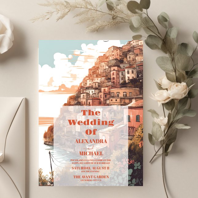Modern Elegant Italy Destination Wedding Einladung (Von Creator hochgeladen)