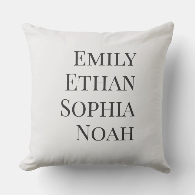 Modern Elegant Kids Names Personalized Family Thro Kissen (Vorderseite)