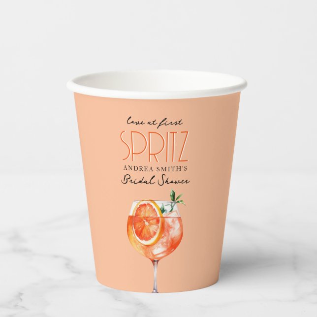 Modern Elegant Love at First Spritz Bridal Shower  Pappbecher (Vorderseite)