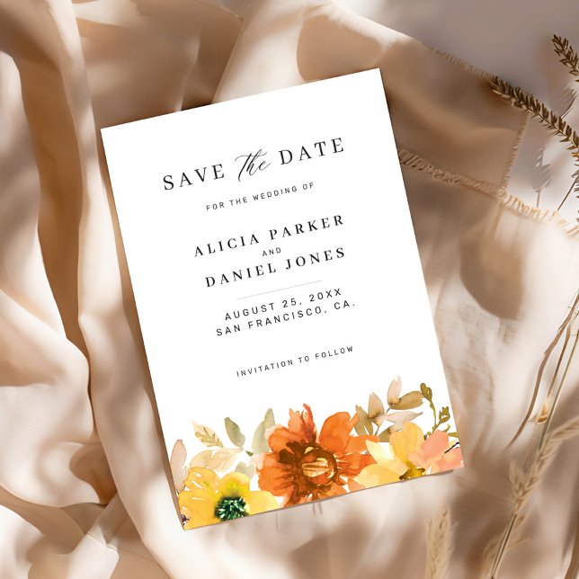 Modern elegant minimal floral wedding save the date (Von Creator hochgeladen)